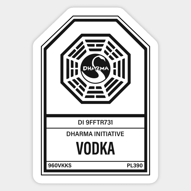 Dharma Initiative Vodka Sticker by n23tees